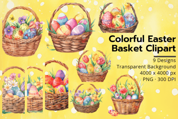 Download Easter Basket Clipart with Floral Eggs - Floral eggs Collection