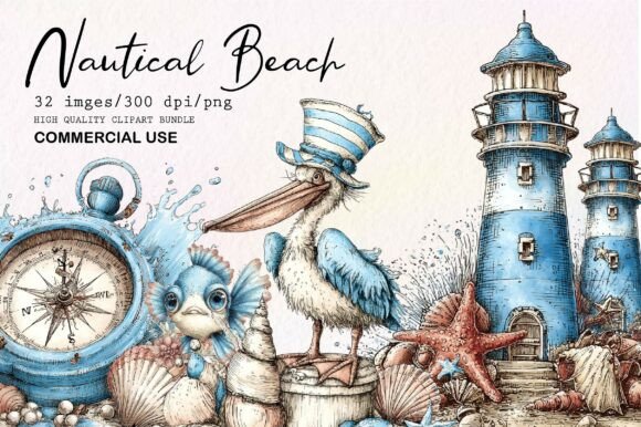 Download Whimsical Nautical Bech PNG Clipart Set - Premium Bundle