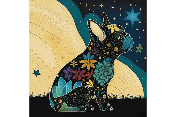 Download French Bulldog Wall Art Floral Drawing 1 - Floral drawing Collection