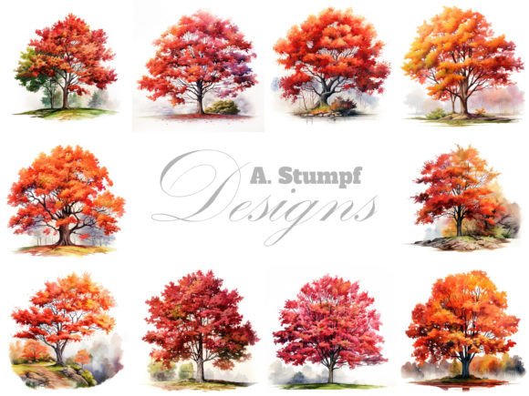 Download Maple Tree Watercolor Nature Clipart Set - Clipart set Collection