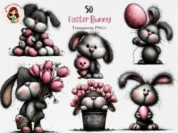 Download Whimsical Easter Bunny PNG Clipart Set - Clipart set Collection