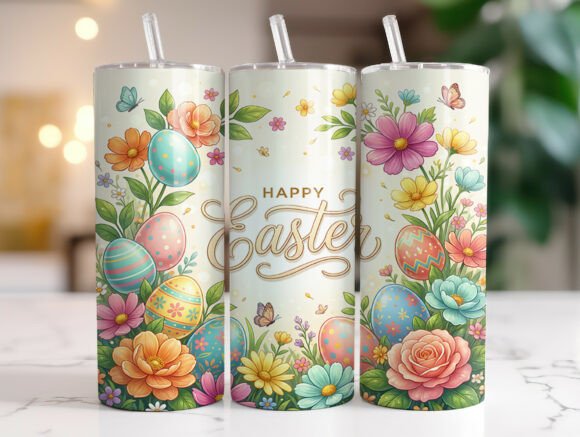 Download Happy Easter Floral Eggs 20oz Tumbler - Floral eggs Collection