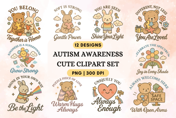 Download Autism Awareness Cute Clipart Set - Clipart set Collection