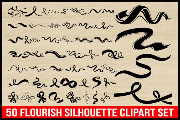 Download 50 Flourish Silhouette Clipart Set2 - Clipart set Collection