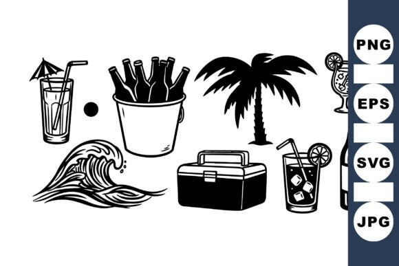 Download Vintage Summer Beach Clipart Set - Clipart set Collection