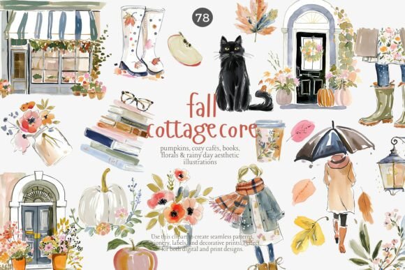 Download Fall Cottagecore Clipart Set - Premium Resources