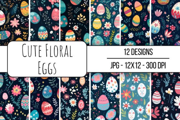 Download Cute Floral Eggs Seamless Pattern - Floral eggs Collection